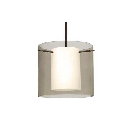 Besa Lighting Pahu 12 Stem Pendant, Trans. Smoke/Opal, Bronze Finish, 1x100W Incandescent 1TT-S18407-BR